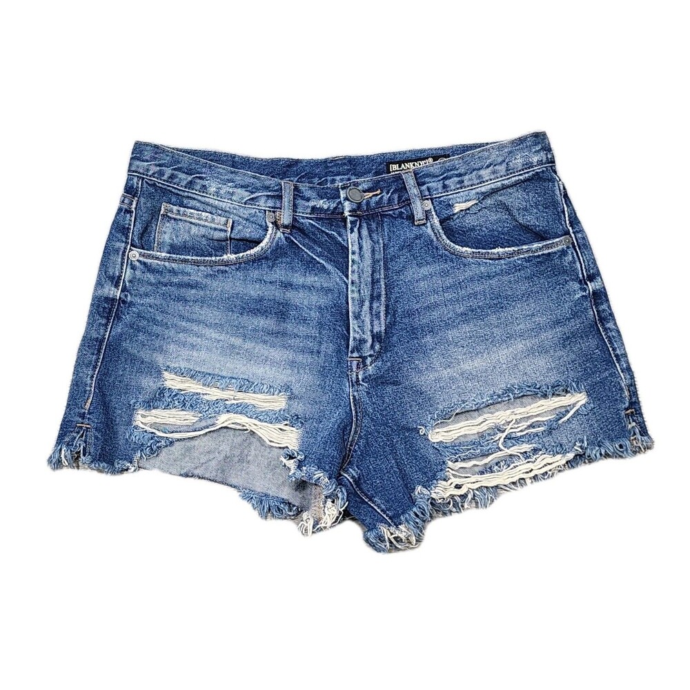 Blank NYC Jean Shorts Womens Blue Hi Rise Short  Cutoff Distressed Sizes 30
